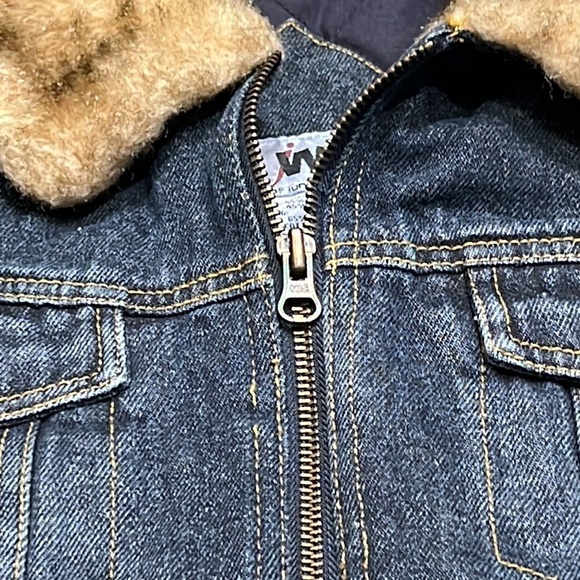 Jean jacket quilted lining faux fur trim Size S - Picture 9 of 13